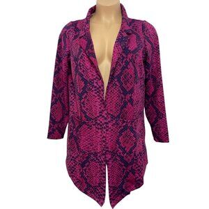 LulaRoe Gwen Open Duster Blazer Women Large Magenta‎ Pink Snakeskin Cascade NEW